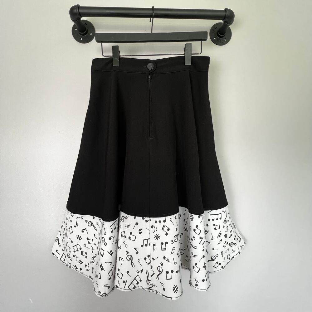 Steady Clothing Music Note Rockabilly Swing Skirt Black L